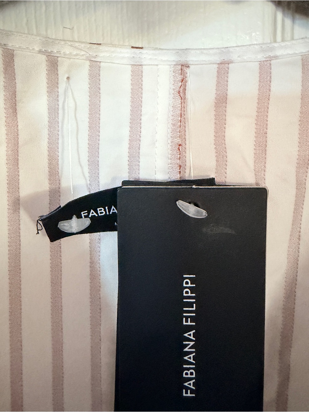 Fabiana Filippi NWT Italian Cotton Stripe Maxi Dress Beaded Shoulder IT 48 US 12 - Picture 15 of 16